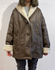 Faux leather shawl collar outer
