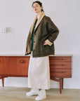Faux leather shawl collar outer